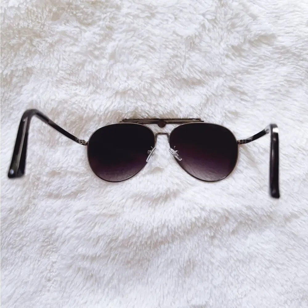 Doug Black W/ Silver Rim Aviator Sunglasses